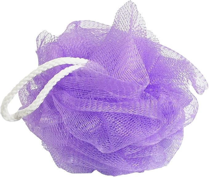 Ruilogod Bathroom Body Washing Scrubber Bath Ball Shower Pouf Purple - Image 2
